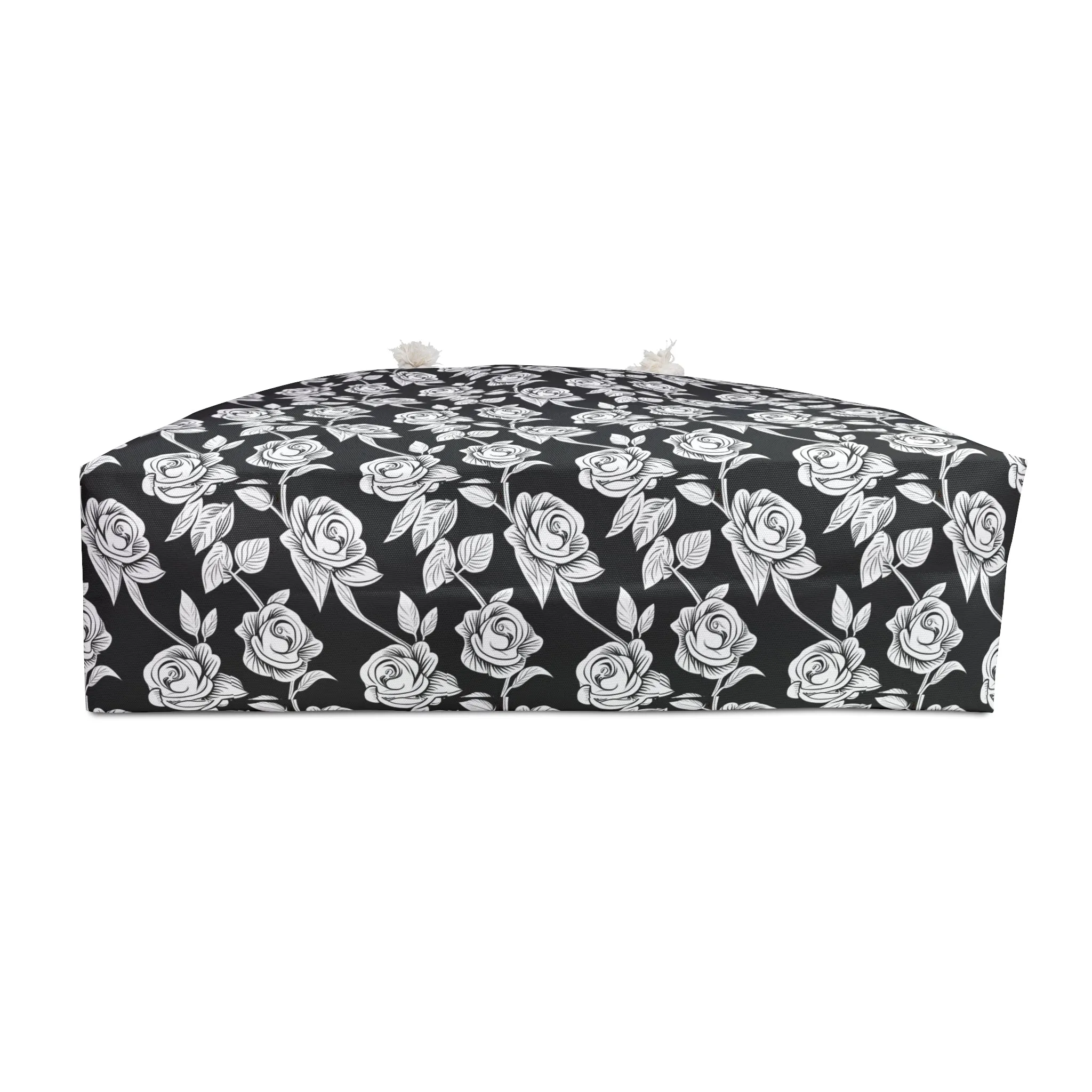 Black - White Rose Weekender Travel Tote Bag