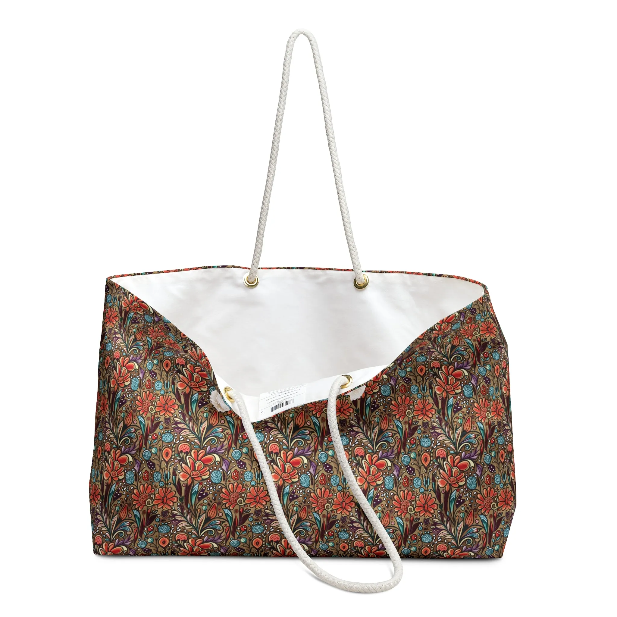 Boho Floral Weekender Travel Tote Bag