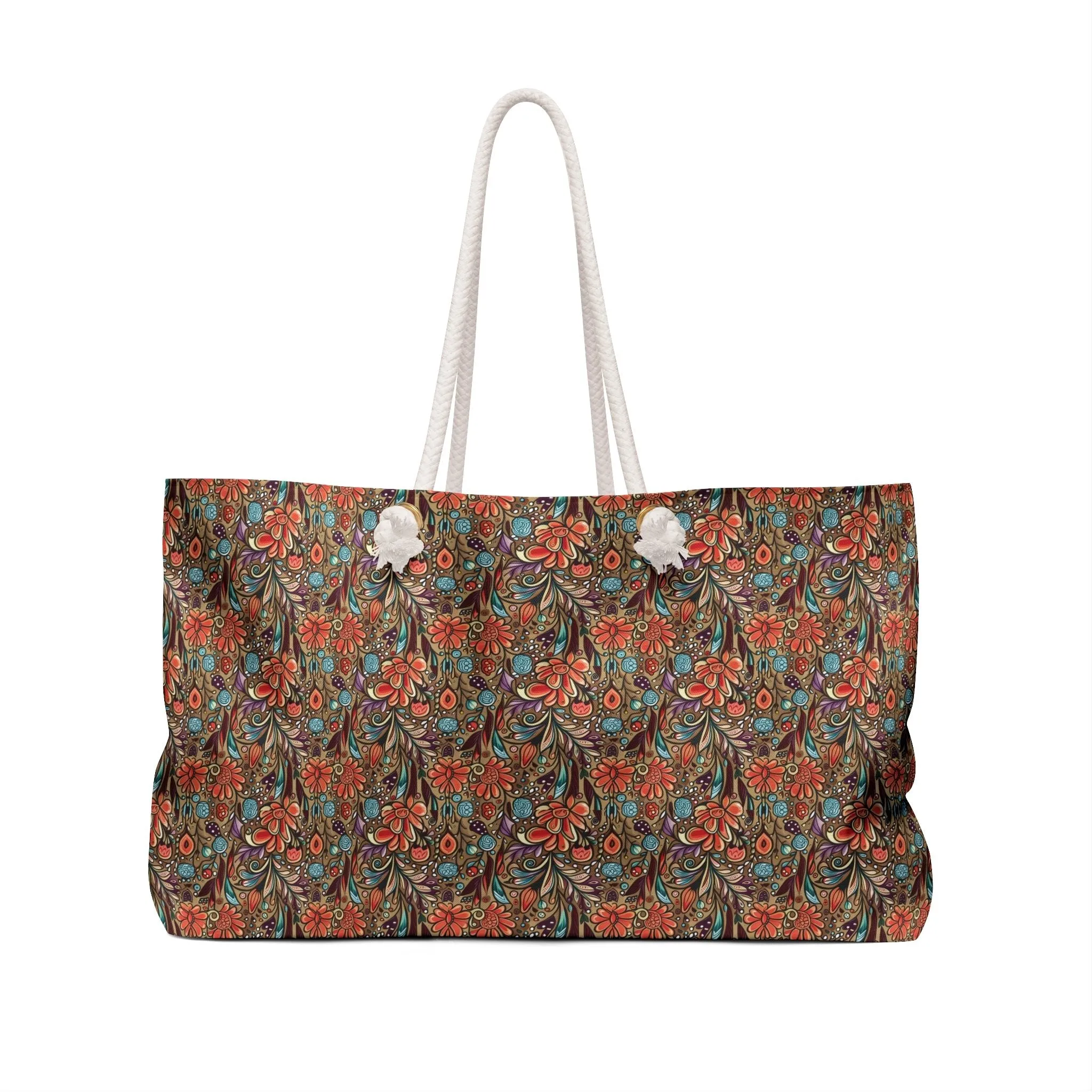 Boho Floral Weekender Travel Tote Bag