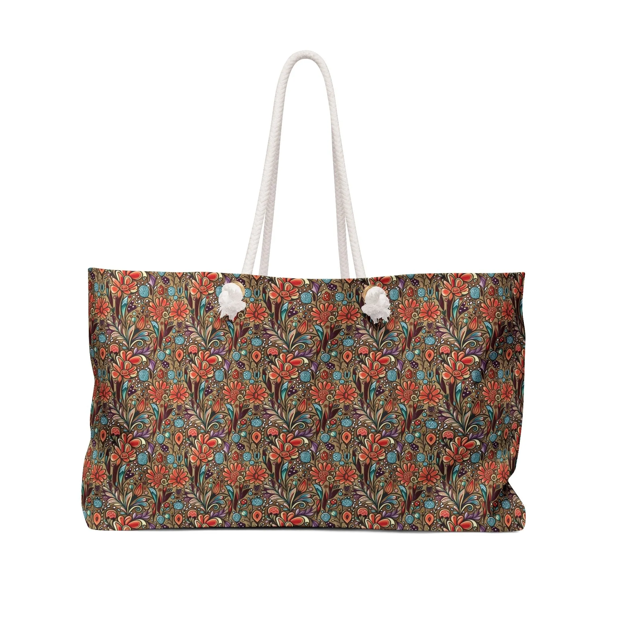 Boho Floral Weekender Travel Tote Bag