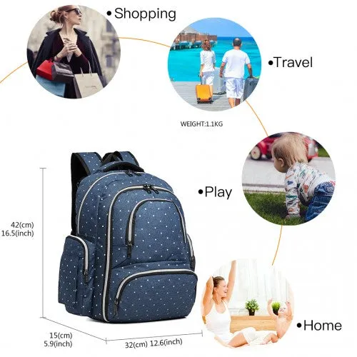 E6706D2 - Kono Large Capacity Multi Function Baby Diaper Backpack Polka Dot - Navy