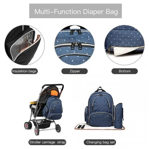 E6706D2 - Kono Large Capacity Multi Function Baby Diaper Backpack Polka Dot - Navy