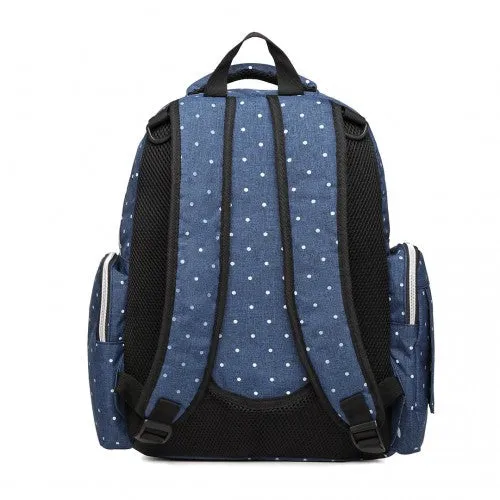 E6706D2 - Kono Large Capacity Multi Function Baby Diaper Backpack Polka Dot - Navy