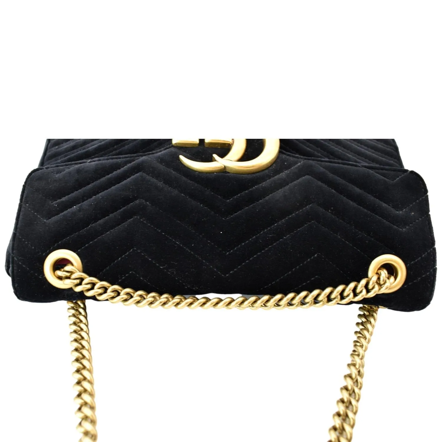 GUCCI GG Marmont Velvet Shoulder Bag Navy Blue 443496