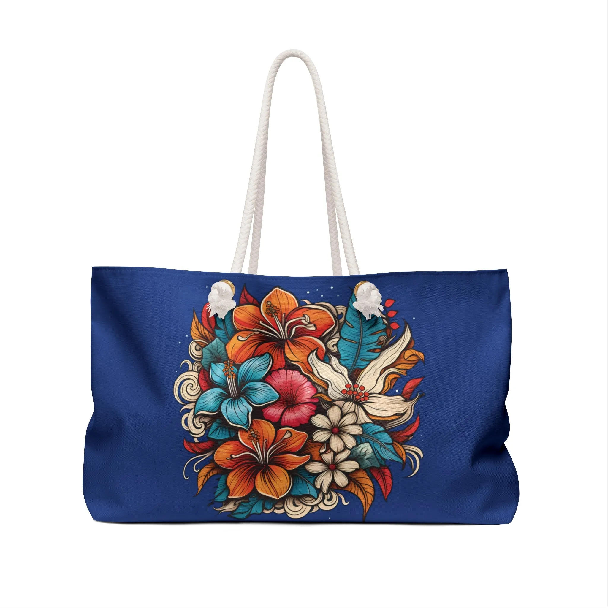 Hawaiian Floral Beach Bag / Weekender Tote Bag