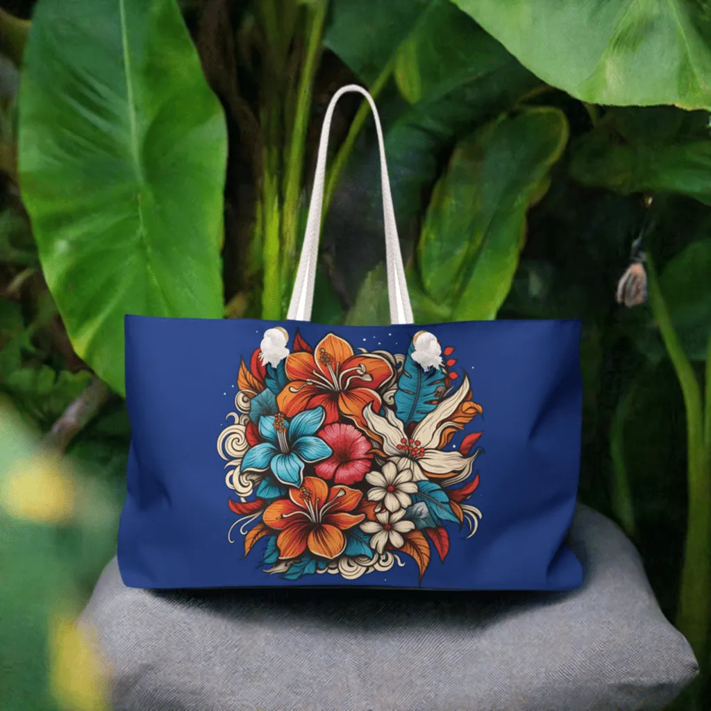 Hawaiian Floral Beach Bag / Weekender Tote Bag