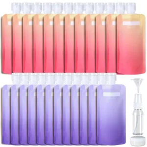 PACKISM Travel Toiletry Containers - 27 Pack Leak Proof 3oz TSA Approved Travel Pouches, Stand Up, Slim & Lightweight Design, Space Saving, Pack More Shampoo Conditioner Lotion Body Wash