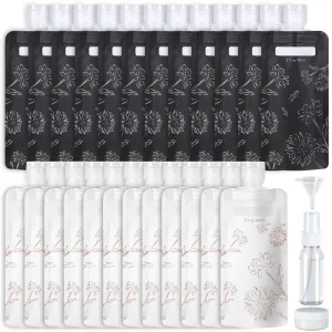 PACKISM Travel Toiletry Containers - 27 Pack Leak Proof 3oz TSA Approved Travel Pouches, Stand Up, Slim & Lightweight Design, Space Saving, Pack More Shampoo Conditioner Lotion Body Wash