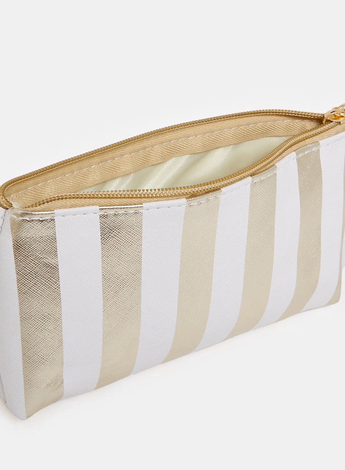Women Gold & White Cosmetic Bag Set (Pack of 3)