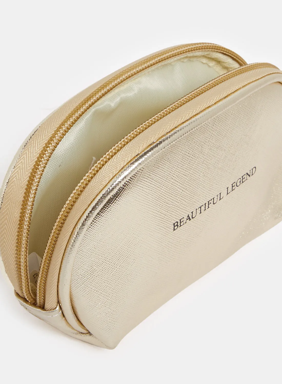 Women Gold & White Cosmetic Bag Set (Pack of 3)